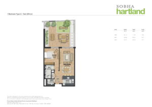 sobha hartland 1 bedroom floor plan creek vista-1